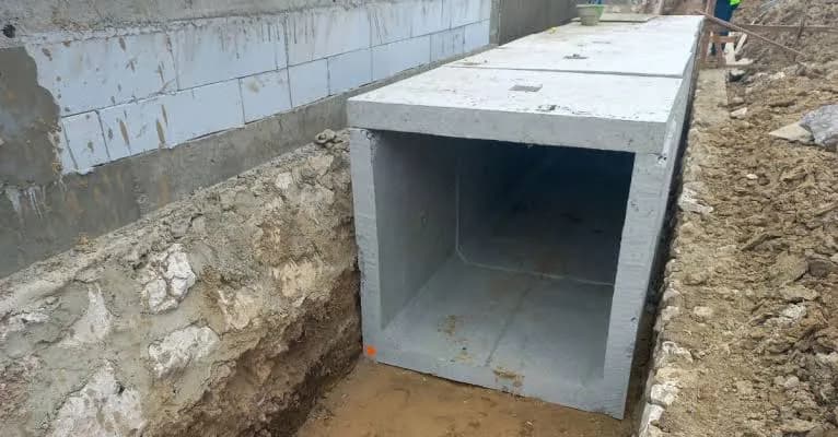 A box culvert installed in a trench on site