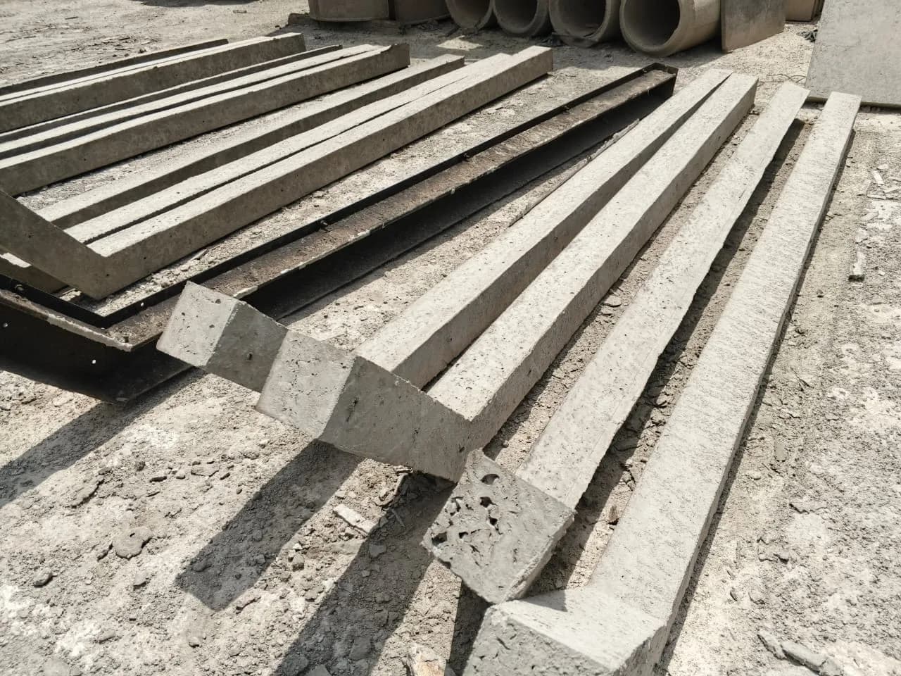 Close view of reinforced concrete fencing poles