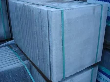Concrete slabs banded into packs ready for dispatch