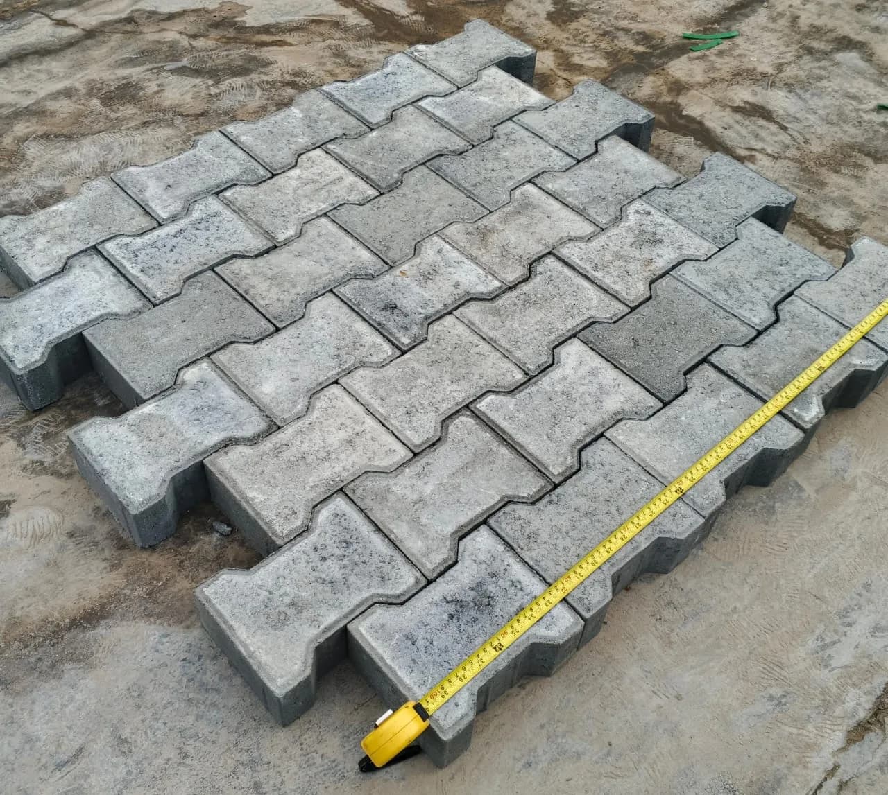 Double T pavers laid out in pattern
